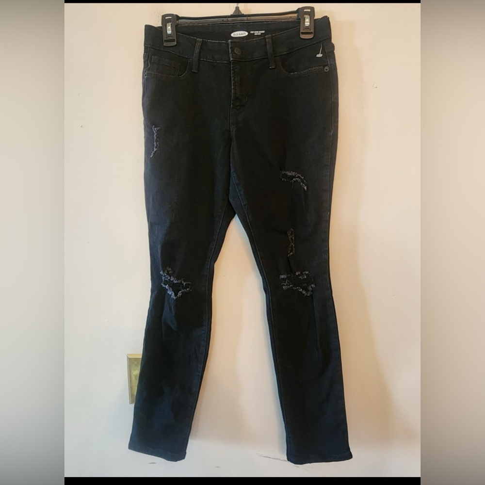 Old navy pop icon skinny mid rise black jeans size 6 petite